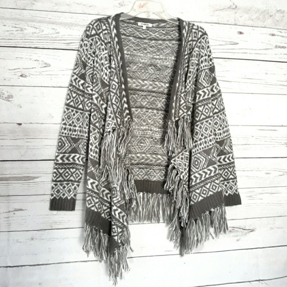 Re-Order Sweaters - Re-Order Gray & White Poncho Sweater